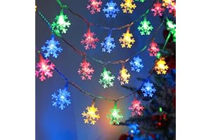 BLOOMWIN Guirlande Lumineuse Extérieure Solaire Flocon de Neige Noël Guinguette Multicolore 30LED 6,5m Solaire Extérieur Jardin Imperméable Lumière Décoratio Maison Chambre Jardin Terrasse Patio