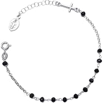 Padre Nostro – Bracciale Rosario Donna Uomo Argento 925 Pietre Nere Con