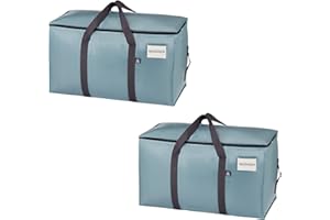 VENO Bolsas de mudanza extra grandes con cremalleras & Asas de Transporte, Cajas de Mudanza Resistentes para Ahorrar Espacio(Azul Claro,Pack de 2)