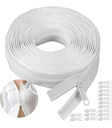 Fermeture éclair Sans Fin 5 Mm Blanc – 8 M Au Mètre Avec 24 Fermetures