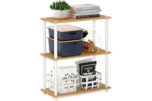 Furinno Scaffali senza Attrezzi Beech/White Tubi tondi