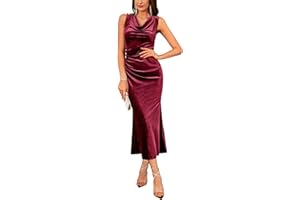 GRACE KARIN Velvet Party Dresses for Women, Fall Formal Cocktail Maxi Dress, Cowl Neck Mermaid Wedding Guest Evening Gown