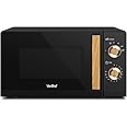 VonShef Microwave 20L 700W - Compact Solo Microwave, 6 Power Levels, Black & Wood Effect, Nordic Design, Large Capacity, Defrost Function, Turntable System & Rotator Ring, Clock & Timer - Fika Range