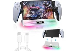 ARIKROII Base de Carga para PS Portal Remote Player, Cargador Magnético Tipo C para PS Portal, Soporte de Carga Portátil con Luces RGB, Soporte Extraíble Acessorios para PlayStation Portal