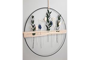 LIDAM Trockenblumenkranz Classic - Made In Germany - edle & schöne Trockenblumen zeitlos kombiniert als Trockenblumen-Kranz, mit Metallring (klein + groß)