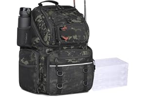 FRETHIND Angelrucksack mit 4 Boxen 50L Angeltasche mit Kühlfach & Rutenhalter wasserabweisend Angelzubehör Rucksack für Angeln Camping Wandern