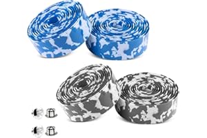 Lunyloer Road Bike Handlebar Tape, 4 Rolls Non Slip Cycling Handle Wraps, Bicycle Bar Tape with Handlebar Plugs for Road and City Bikes(Black, Blue)