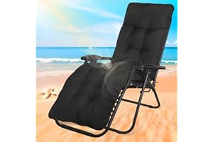CUSHSUNR Thick Sun Lounger Cushions Only, Waterproof& UV Protection Sunlounger Replacement Cushion for Outdoor Furniture,Sunbed Garden Rocking Recliner Chair Cushion Seat Pad for Beach Porch Patio,170*53*10cm