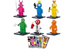 DIOTTI 12 Stück Rainbow Friends Baustein Figur Zusammenbau Spielzeug mit Karten Rainbow Friends Modellpuppe Modell Puppe Dekorationssammlung Tortendekoration und Dekoration überall und Spielfans