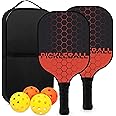 Touyinger Pickleball Paddles, Pickleball Set with Fiberglass Surface PickleBall Racket with 4 Balls Equipment and Portable Bag, Indoor & Outdoor Pickleball Sports for Men Women