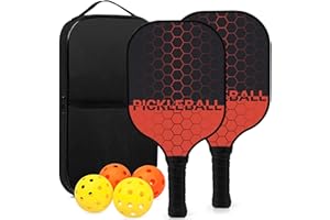 Touyinger Palas de Pickleball, Pickleball Set Raquetas Juego de Palas de Pickleball con 4 Pelotas y Bolsa Portátil, Deportes de Pickleball de Interior y Exterior para Hombres Mujeres