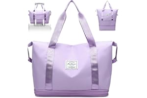 Wasarmir Sac de Voyage, Sac de Sport Expansible Sac de Week-End avec Grande Capacité pour Femmes Hommes, Imperméable Sac de Cabine Sac de Gym pour Sports de Plein Air, Voyage, Violet