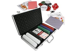 Eaxus® Nobile set di poker in astuccio in alluminio - Astuccio da poker Royal Flush 300 Chips Card deck