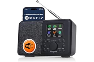 MangoKit SR10 Radio Internet avec Dab/Dab+,Radio WiFi avec Lecteur de Podcasts,Dab Intelligente avec Bluetooth,FM,de Cuisine avec Alimentation et Batterie,Double Alarme,Support de Présélection-Noir