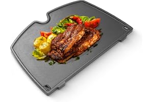 BBQ-YUMMY 6559 Gusseisen Grillplatte für Weber Q200, Q220, Q240, Q260, Q2000, Q2200, Q2400 Series Gasgrill Modelle, 38,9CM Grillrost Zubehör Griddle Platte für Weber Gasgrills Ersatzteile