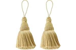 Fenghuangwu Colorful Tassel Key Tassel DIY Accessories for Curtain and Home Decoration-gold-2PCS