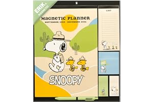Grupo Erik Magnetic Planner For Fridge - Snoopy Gifts For Family | Magnetic Calendar With Stickers, Pen, Shopping List, Sticky Notes | Family Planner 2026 16 Months Sep 2025 - Dec 2026