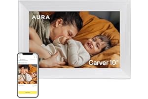 Aura Carver Cadre Photo numérique Intelligent 10,1 Pouces WiFi Cloud Cadre Photo numérique, Stockage illimité Gratuit, Envoyez des Photos de n'importe où - Sea Salt