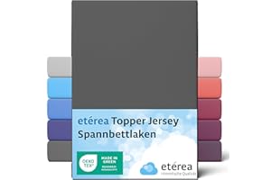 ‎ETÉREA HIMMLISCHE QUALITÄT etérea Jersey Topper Spannbettlaken 120x200-120x220 cm Anthrazit für 5-10 cm Steghöhe 100% Baumwolle - Oekotex Spannbetttuch Matratzen Bett Bezug - Bettlaken 120x200cm - 120x220cm Grau