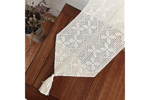 JAWSEU Camino de Mesa de Macramé, Rectangular, Encaje de Ganchillo, Camino de Mesa de Encaje con Borlas para Decoración de Boda Rústica Boho Decoración de Mesa de Granja Vintage