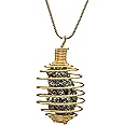 Pyrite Stone Original Necklace With Gold Cage for Women Men - Certified Crystal