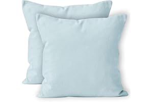 ‎ENCASA XO Encasa Baumwoll-Kissenbezüge, 2er-Set I 16x16 in (40x40 cm) - Ice Blue I kein Einsatz I einfach Kissenbezüge I Maschinenwaschbar | Nur Innen benutzen