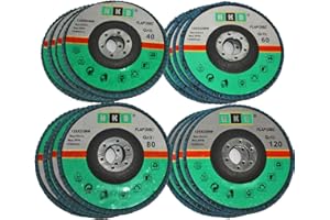 HKB ® 16 Stück Fächerscheibe je 4x Korn 40, 60, 80, 120, Schruppscheibe, Schleifmop, 125x22mm, blau, Zirkon, für Edelstahl, Metall, INOX, für Flex u. Winkelschleifer, Art-Nr. 670001