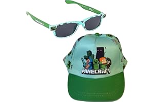 Toys & Gamers Minecraft Cap and Free Sunglasses Set, Light Blue and Green, Kids Character Accessories