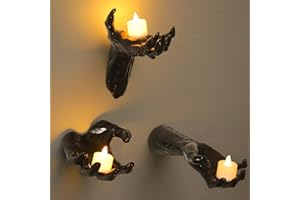 himmel Halloween Decorations, 3 Pack Wall Mounted Creepy Reaching Hands, Life-Sized Horror Wall Hands for Gothic Wall Decor Outdoor/Indoor