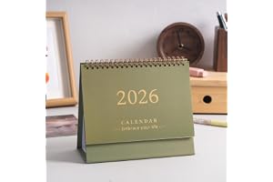 Small Desk Calendar 2025-2026, Desktop Calendar, Standing Flip Desktop Monthly Planner Table Calendar Thick Paper Organizer for Home Office (green)