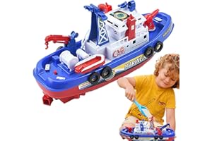 GENERIC Electric Water Games - Fire Boat Toy, Automatic Spray Feature | Interactive Kids Playset Flashing Lights Music, Educational Fun Present for Boys Girls Over Age 3, Durable Creative Outdoor Bath Toy