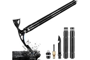 JAPAKNIVES Japaknvies Spitzhacke 8 in 1 Multifunktional Kreuzhacke Gartenhacke mit Stiel 42cm Länge rutschfest Spitzhacken mit Survival Messer Spitzhacke für Graben,Eisbrechen und Jäten