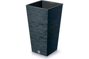 PROSPERPLAST Macetero color antracita, con depósito, colección FURU, de 34,5 x 34,5 x 66 cm, capacidad de 24 L.