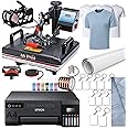 MY PRINT | Sublimation Printing Setup | 5in1 Combo with L8050 6 Color Sublimation Printer, 200 Sublimation Paper | Heat Tape 5 Pcs | 3 Pcs T-Shirt | Mouse PAD 2 Pcs | with Free Installation Guide