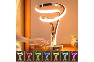 airnasa Lampe de Chevet Chambre, Lampe chevet LED Tactile à Intensité Variable, 7 Couleurs, Design en Spirale Moderne, Parfaite pour Chambre, Salon, Atmosphère, Cadeau