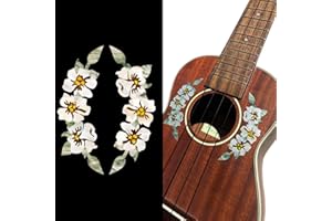 Inlaystickers UKR-281HIB Sticker Inlay pour ukulélé Motif rosette et fleurs d'hibiscus