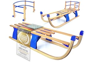 ‎ALPENFLITZER Alpenflitzer® Davos Wooden Sledge 110 cm Foldable Folding Children's Sledge, Premium Wooden Sledge Made of Beech Wood, Folding Sledge Optional with Backrest (Model 24/25)