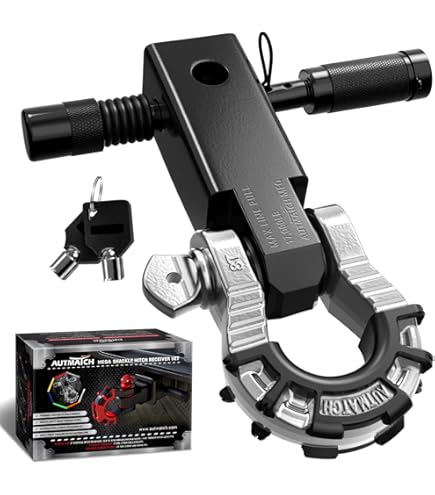 AUTMATCH Shackle Hitch Receiver 2" With 3/4" Mega D Ring Shackle And 5