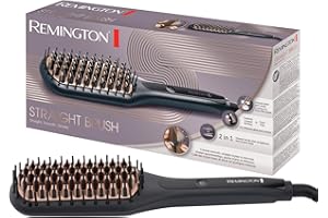 Remington Brosse Lissante Ionique [2en1: Lisseur & Brosse à Cheveux] Straight Brush (Lisse & Démêle, Antistatique, sans frisottis, Design slim ergonomique, Céramique, 150-230°) Fer à lisser CB7400