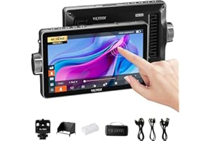 VILTROX DC-A1 2800 Nits Kamera Field Monitor Touchscreen mit 7" Full HD1920x1080 IPS 4K HDMI Loop In/Out, 3D LUTs Waveform Video Peaking Focus Assist, 170° Weitwinkel, Sonnenschutzhaube und Akku