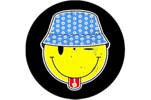 DOUBLE GOOD GARMENTS Bucket Head DJ Slipmat -Smiley Acid Face Rave EDM Acid House Music Techno Vinyl