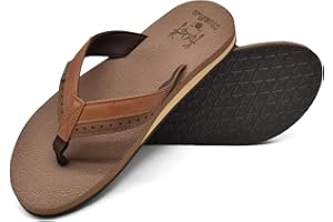 KuaiLu Infradito Uomo Estive Comode Pelle Ciabatte Supporto Arco Plantare Spiaggia Piscina Sandali Cuoio Mare Leggere Antiscivolo Gomma Suole