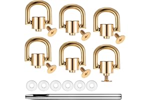 GEEHUA Lot de 6 rivets à anneaux en D rotatifs en métal pour sac à main, vis à anneau en D, rivets à boule dorée, rivets pour bricolage, sac à main, collier en cuir, ceinture, sac à main, chaussures