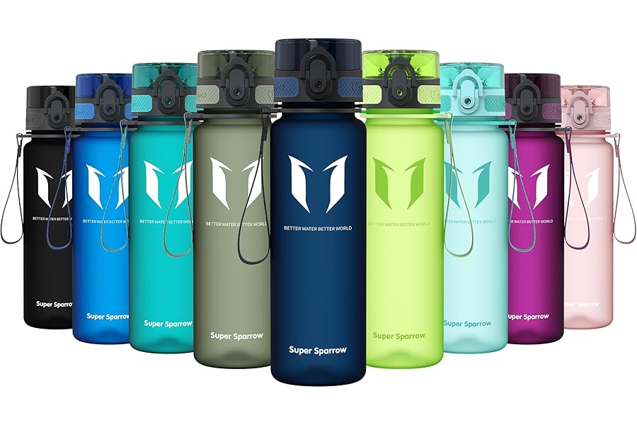 Super Sparrow Sports Water Bottle - 350ml & 500ml & 750ml & 1000ml - Non-Toxic BPA Free & Eco-Friendly Tritan Co-Polyester Plastic - For Running, Gym, Yoga, Outdoors and Camping