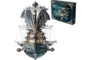 KingStora Kit per modellismo meccanico fai da te, stile steampunk, stile vintage, dirigibile Il signore misterioso, un must per gli appassionati di meccanici futuro (verde scuro)
