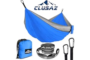 CLUSAZ Hamaca Doble Paracaidas 300 X 200cm, con 2 Correas para Árboles, 2 Mosquetones, 2 Persona Colgante Hamacas, Portátil Plegables Camping Accesorios para Camper Furgonetas, Playa, Viaje