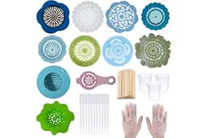 Allazone 35 Stück Acryl-Malwerkzeuge, Crépines de Coulée Acryliques, 11 Stück Kunststoffe Drainage und Silikon Malwerkzeug-Set