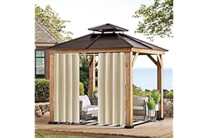 ‎BAYUE BAYUE Outdoor Vorhang Wetterfest mit Ösen, Blickdicht Wasserdicht Outdoor Gardine 1 Stück für Garten Terrasse Pavillon Veranda Balkon, Beige B213XH213cm