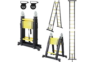 Sonnewelt 5 m drabina teleskopowa, antypoślizgowa aluminiowa drabina stojąca, obciążenie 150 kg, wysuwana drabina, aluminiowa drabina z uchwytem do noszenia, drabina wielofunkcyjna