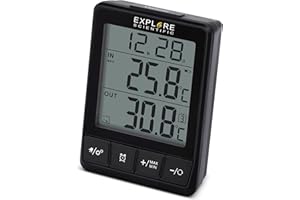 Explore Scientific Estación meteorológica inalámbrica con sensor exterior, estación de temperatura inalámbrica, termostato para interior y exterior, color negro